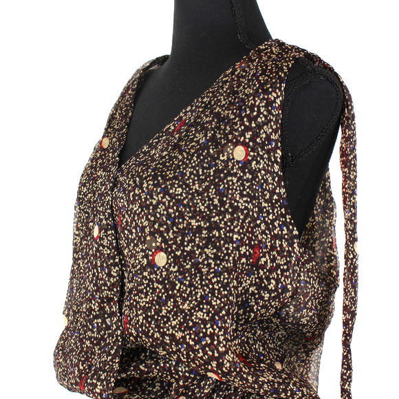Golden Goose Silk Racerback Mini Dress Multicolor Polka Dot Drop Waist Size S - Picture 3 of 7
